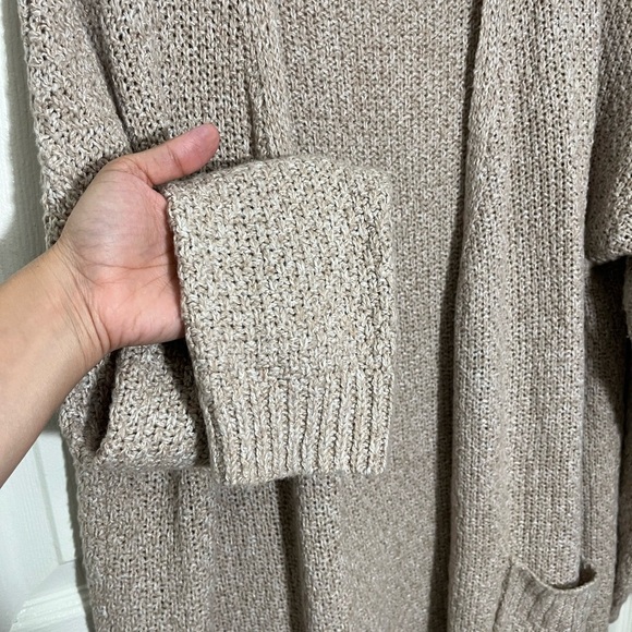 BIBI Oatmeal Open Front Cozy Long Sleeve Drop Shoulder Knit Cardigan | size XL - Picture 5 of 8